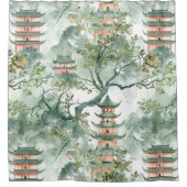 緑豊かな自然に囲まれたアジアの水彩塔(5) シャワーカーテン (正面)