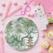 緑豊かな自然に囲まれたアジアの水彩塔(5) ペーパープレート (パーティー)