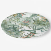 緑豊かな自然に囲まれたアジアの水彩塔(5) ペーパープレート (アングル)