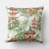 緑豊かな自然に彩られたアジアの塔(3) クッション (正面)