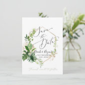 緑豊かな色とりどりの熱帯の葉、日付を守る 招待状 (スタンド正面)