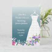 緑豊かな花とドレスブライダルシャワーの招待状 招待状 (スタンド正面)