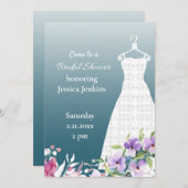 緑豊かな花とドレスブライダルシャワーの招待状 招待状 (正面/裏面)
