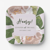緑豊かな花と緑のエレガントな結婚式 ペーパープレート (正面)