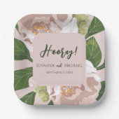 緑豊かな花と緑のエレガントな結婚式 ペーパープレート (正面)