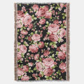 緑豊かな花の美しいバラ スローブランケット (正面縦)