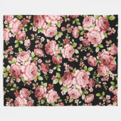 緑豊かな花の美しいバラ フリースブランケット (正面(横))