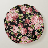 緑豊かな花の美しいバラ ラウンドクッション (裏面)
