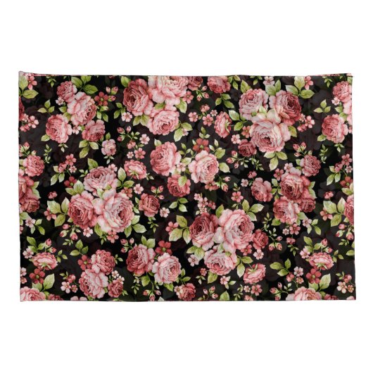 緑豊かな花の美しいバラ 枕カバー (裏面-右)