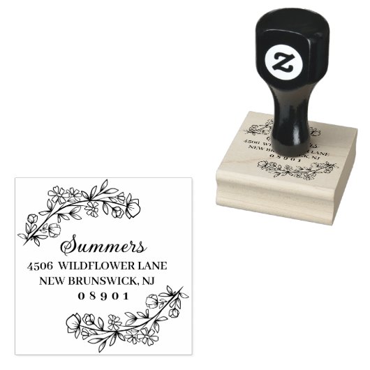 緑豊かな花の花のフレーミング名とアドレス ラバースタンプ (押印)