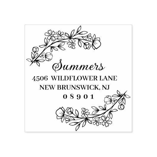 緑豊かな花の花のフレーミング名とアドレス ラバースタンプ (インプリント)