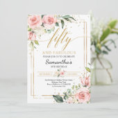 緑豊かな花赤面ピンク金ゴールド50と素晴らしい 招待状 (スタンド正面)