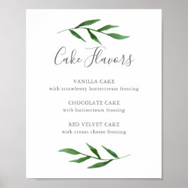 緑豊かな葉のエレガントなウェディングケーキフレーバー メニューサイン ポスター