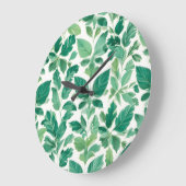 緑豊かな葉のパターン ラージ壁時計 (傾斜)