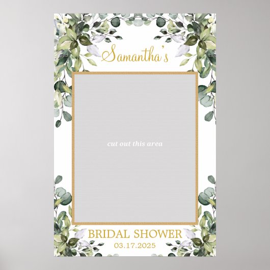 緑豊かな葉のユーカリとゴールドの写真 ポスター (正面)