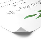 緑豊かな葉エレガントなウェディングバスルームのサイン – レディース ポスター (角)