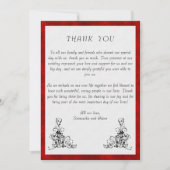 緑豊かな赤いビロード、黒いオーナメント結婚の感謝 サンキューカード (正面)