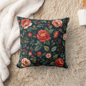 緑豊かな赤いローズガーデンパターモダンン クッション (ブランケット)