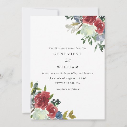 緑豊かな赤い水の色のフローラブーケ結婚フォト (正面)