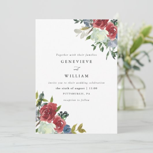 緑豊かな赤い水の色のフローラブーケ結婚フォト (スタンド正面)