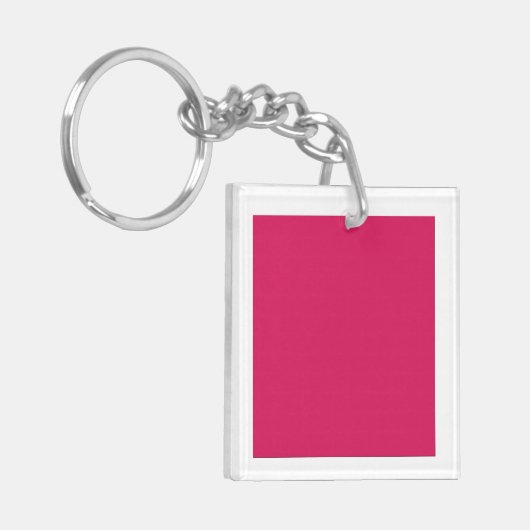 緑豊かな赤とピンクの花の配列 キーホルダー (正面左)