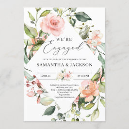 緑豊かな赤面ピンク桃フローラ緑婚約 招待状