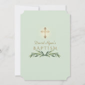 緑豊かな金ゴールドクロスボーイバプテスマ 招待状 (裏面)