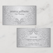 緑豊かな銀色のヴィンテージエンボスフレーム 名刺 (正面/裏面)