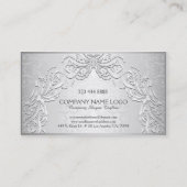 緑豊かな銀色のヴィンテージエンボスフレーム 名刺 (裏面)