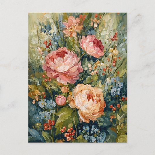緑豊かな開花フローラ配置 ポストカード (正面)