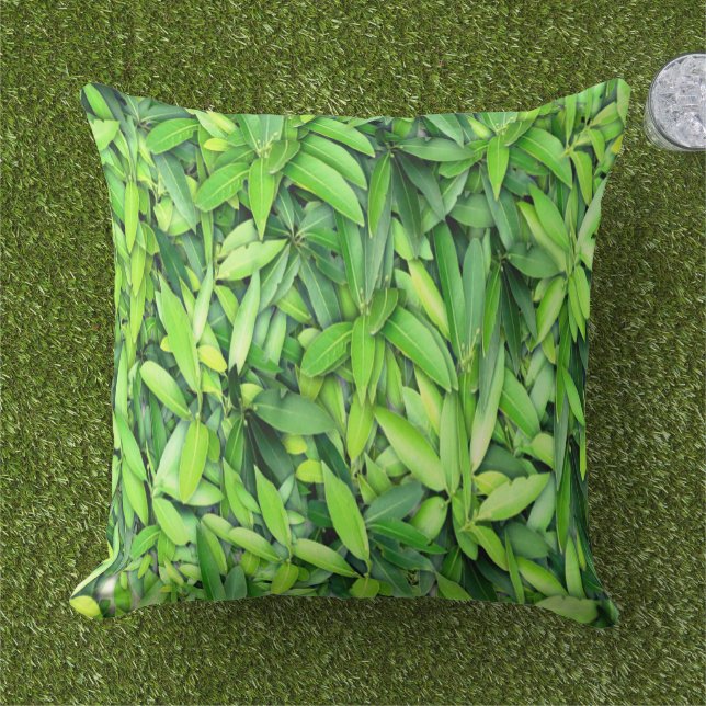 緑豊かな離れグリーン自然模様 – Botanical アウトドアクッション (芝生)