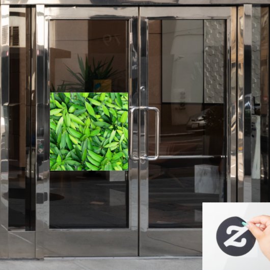 緑豊かな離れグリーン自然模様 – Botanical ウィンドウサイン (オフィスドア)