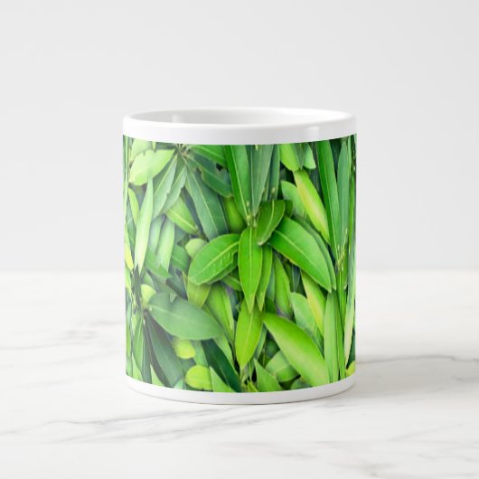緑豊かな離れグリーン自然模様 – Botanical ジャンボコーヒーマグカップ (正面)