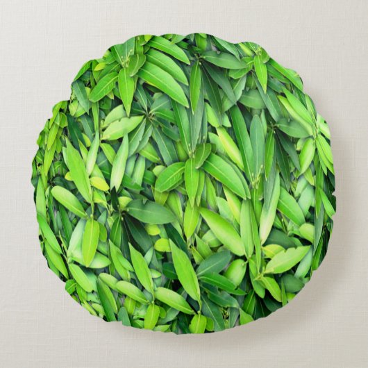 緑豊かな離れグリーン自然模様 – Botanical ラウンドクッション (正面)