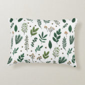 緑豊かな離れ緑の花と白 アクセントクッション (裏面)