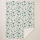 緑豊かな離れ緑の花と白 シェルパブランケット (正面)