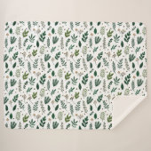 緑豊かな離れ緑の花と白 シェルパブランケット (正面(横))