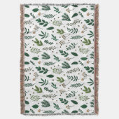 緑豊かな離れ緑の花と白 スローブランケット (正面縦)