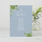 緑豊かな青いシーティングプランのテーブル番号 サンキューカード (スタンド正面)