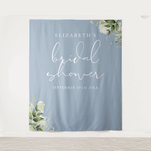 緑豊かな青のブライダルシャワー写真の背景 タペストリー (正面)