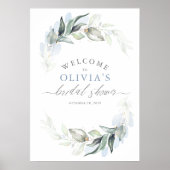 緑豊かな青エレガントブライダルシャワーポスター ポスター (正面)