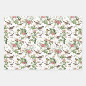 緑豊かな鳥、花、葉 ラッピングペーパーシート (正面)