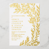 緑豊かな黄金の緑の非公式2 in 1結婚's 箔招待状 (正面)