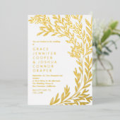 緑豊かな黄金の緑の非公式2 in 1結婚's 箔招待状 (立ち正面)