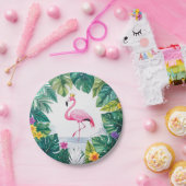 緑豊かな | ピンクエレガントのフラミンゴクラウン熱帯 ペーパープレート (パーティー)