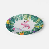 緑豊かな | ピンクエレガントのフラミンゴクラウン熱帯 ペーパープレート (アングル)