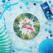 緑豊かな | ピンクエレガントのフラミンゴクラウン熱帯 ペーパープレート (パーティー)