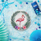 緑豊かな | ピンクエレガントのフラミンゴクラウン熱帯 ペーパープレート (パーティー)