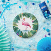 緑豊かな | ピンクエレガントのフラミンゴクラウン熱帯 ペーパープレート (パーティー)