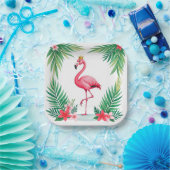 緑豊かな | ピンクエレガントのフラミンゴクラウン熱帯 ペーパープレート (パーティー)